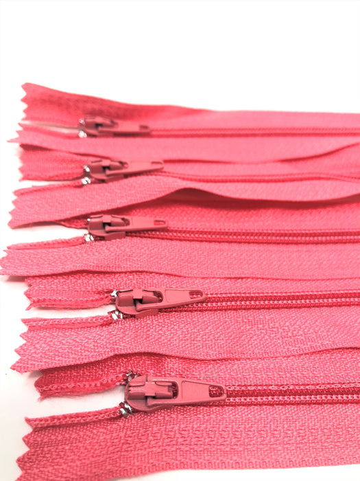 Flamingo Pink #815 Generic Nylon Zippers 12-22 Inches #3 Coil Closed Bottom