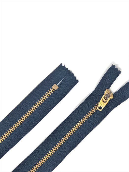 100 YKK 4.5MM Navy/Brass Zipper Choose 4-9 Inches Closed Bottom