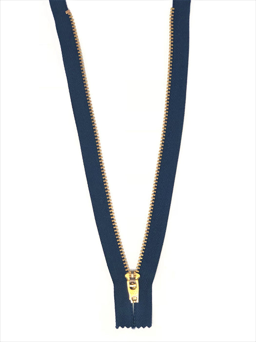 100 YKK 4.5MM Navy/Brass Zipper Choose 4-9 Inches Closed Bottom