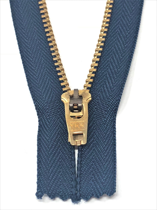 100 YKK 4.5MM Navy/Brass Zipper Choose 4-9 Inches Closed Bottom