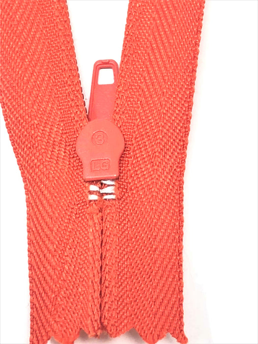 Orange 7 inch Nylon Zippers #3 Closed Bottom Wholesale (100 Zippers) Per Order