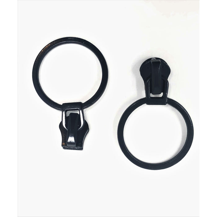 Glossy Round Metal O-Ring Zipper Puller 5mm in Black