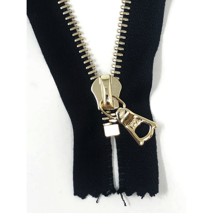 Black Riri Zipper 6MM Brass Teeth, Closed Bottom 7 inches