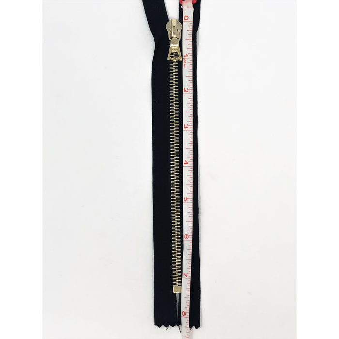 Black Riri Zipper 6MM Brass Teeth, Closed Bottom 7 inches