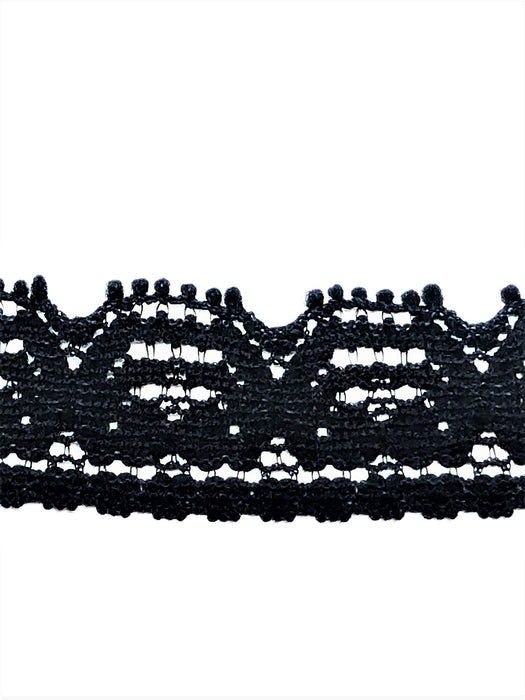 Half Inch Wide Black Floral Lace Trim By Yard