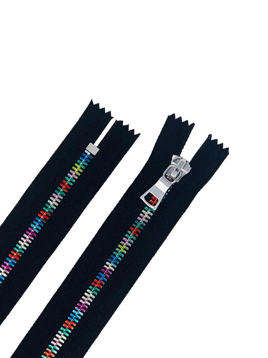 Wholesale  Rainbow Metal 5mm Non-Separating Pocket Zippers Nickel Pull Closed Bottom