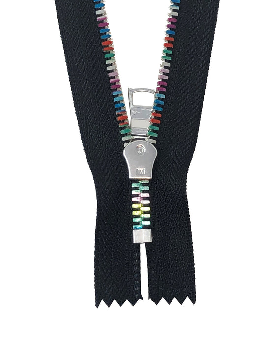 Rainbow Metal 5mm Non-Separating Pocket Zippers Nickel Pull Closed Bottom