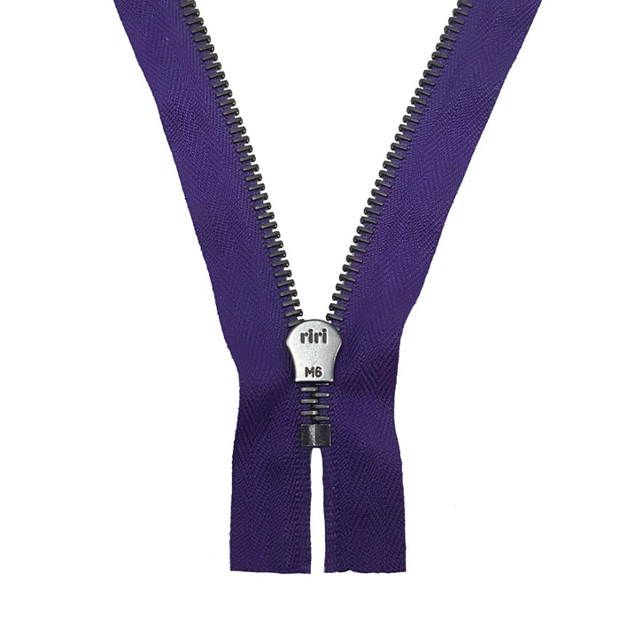 Riri 6MM Closed Bottom Zipper with KTA Pull, Purple/Antique Nickel