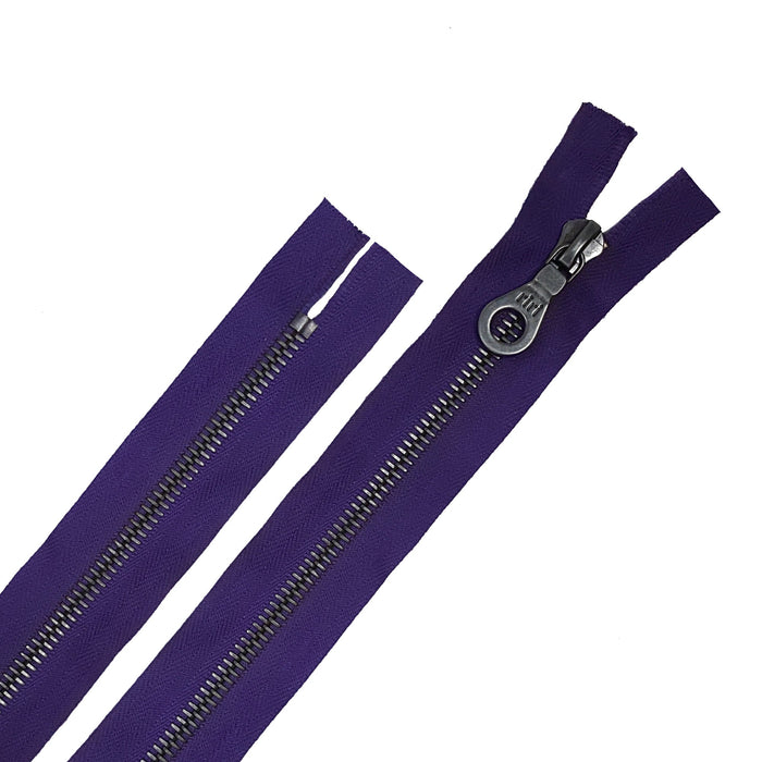 Riri 6MM Closed Bottom Zipper with KTA Pull, Purple/Antique Nickel