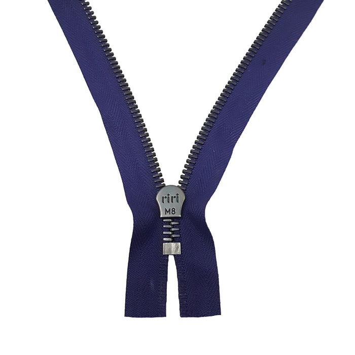 Riri 8MM Closed Bottom Zipper with KTA Pull, Purple/Gun Metal