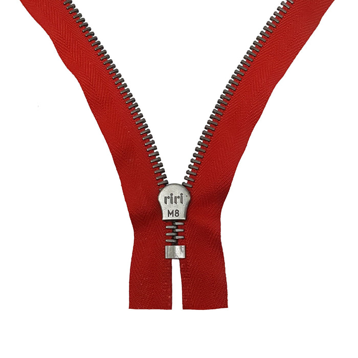 Riri 8MM Closed Bottom Zipper with KTA Pull, Red/Antique Nickel