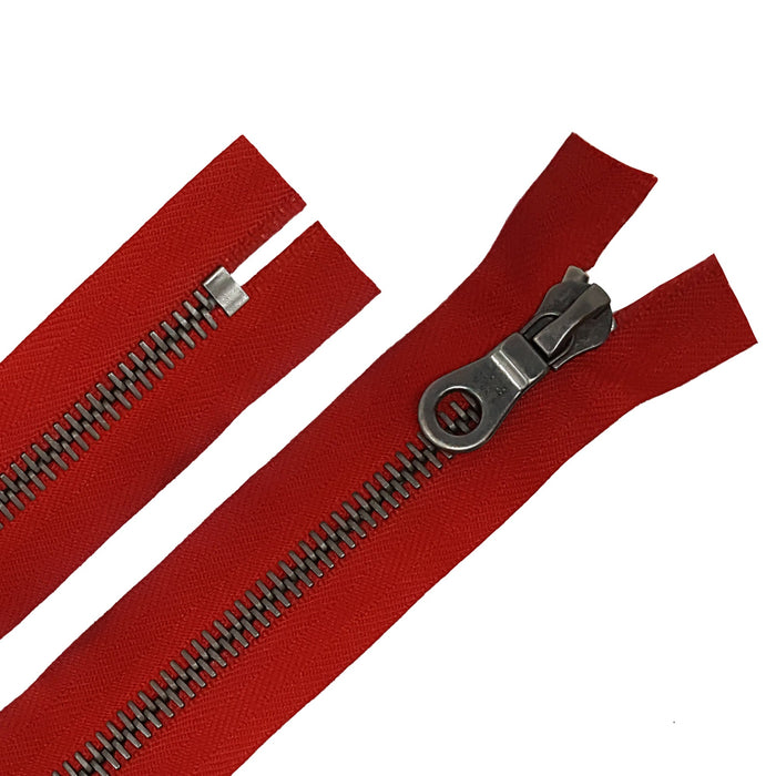 Riri 8MM Closed Bottom Zipper with KTA Pull, Red/Antique Nickel