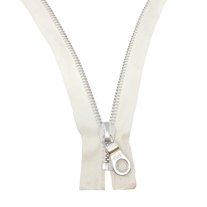 Riri 8MM Closed Bottom Zipper with KTA Pull, White/Nickel