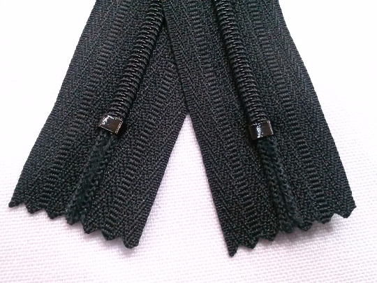 Black #580 Generic Nylon Zippers 12-22 Inches #3 Coil Closed Bottom - ZipUpZipper