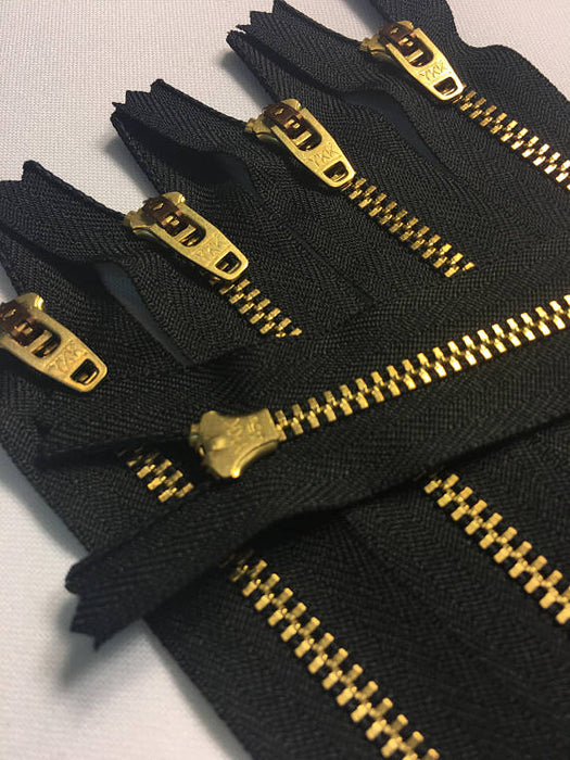 YKK 4.5MM #580 Black/Brass Zipper Choose 4-9 Inches Closed Bottom (Sold By Single Pieces) - ZipUpZipper