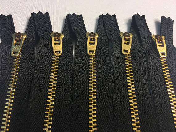 100 YKK 4.5MM #580 Black/Brass Zipper Choose 4-9 Inches Closed Bottom - ZipUpZipper