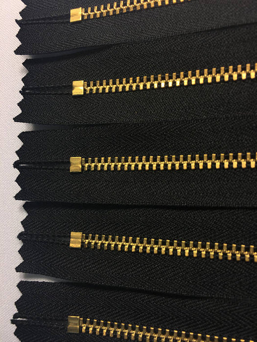 100 YKK 4.5MM #580 Black/Brass Zipper Choose 4-9 Inches Closed Bottom - ZipUpZipper