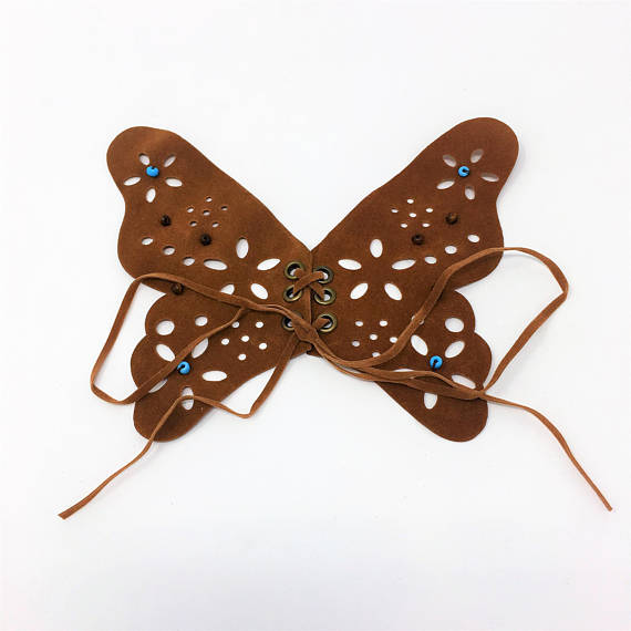 Brown Butterfly Faux Suede Sew On Patch - ZipUpZipper