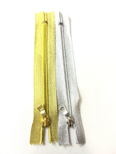 Metallic Gold OR Silver 5MM 6 inch Coil Pocket Zipper Closed Bottom - ZipUpZipper