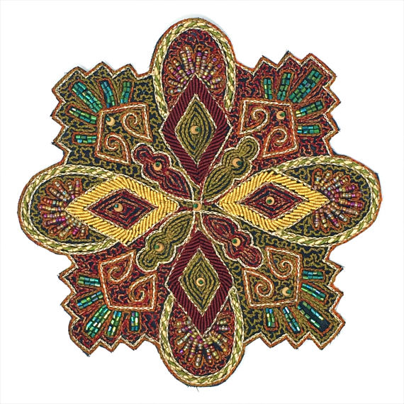 Embroidered Beaded Ornate Patch Emblem 8" - ZipUpZipper