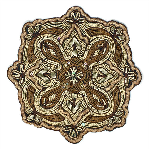 Embroidered Beaded Ornate Patch Emblem - ZipUpZipper