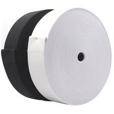 Stretch Elastic Flat Knit Full Roll 1/4" to 2"   -Choose Black OR White *1 Roll Per Quantity*