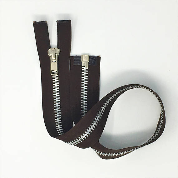 Brown 10MM Nickel Open Bottom Zipper 23" - ZipUpZipper