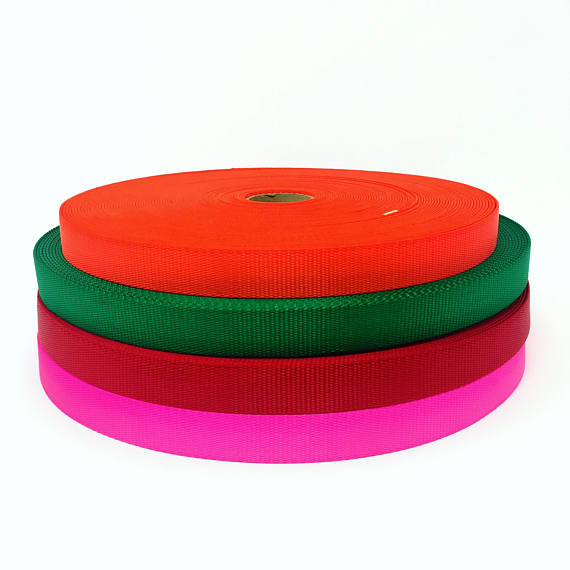 1" Wide Nylon Webbing Orange, Fuchsia, Green, Red By Yard - ZipUpZipper