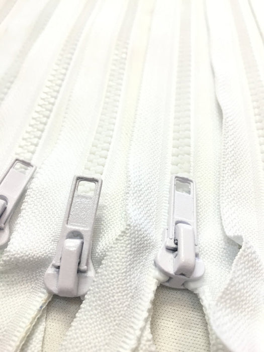 White Molded Plastic Jacket Zipper 21 Inches 5MM SEPARATING - ZipUpZipper