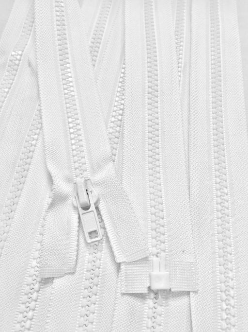 White Molded Plastic Jacket Zipper 28 Inches 5MM SEPARATING - ZipUpZipper