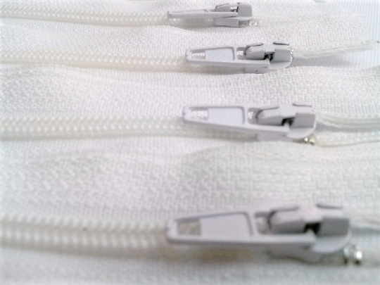 White #501 Generic Nylon Zippers 12-22 Inches #3 Coil Closed Bottom - ZipUpZipper