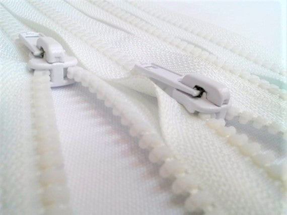 White Molded Plastic Jacket Zipper 21 Inches 5MM SEPARATING - ZipUpZipper