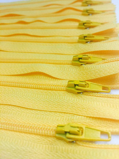 Yellow #504 Generic Nylon Zippers 12-22 Inches #3 Coil Closed Bottom - ZipUpZipper