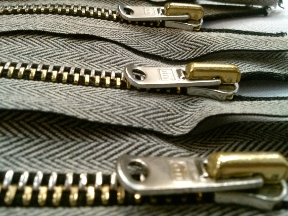 Riri Zebra Pocket Zipper 5 Inches 6MM Two-Tone Gold/ Silver Teeth Closed Bottom - ZipUpZipper